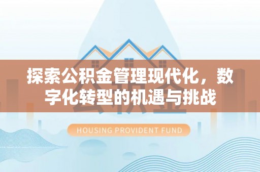 万江探索公积金管理现代化，数字化转型的机遇与挑战