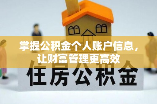 万江掌握公积金个人账户信息，让财富管理更高效
