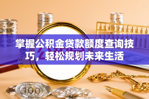 万江掌握公积金贷款额度查询技巧，轻松规划未来生活